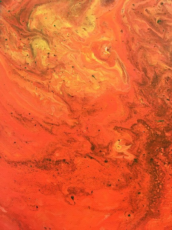 "Orange Theory" - Original Small Abstract PMS Acrylic Painting - 12 x 9 inches