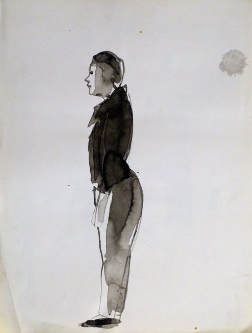 Standing Model, old drawing, 25x33 cm by Frederic Belaubre