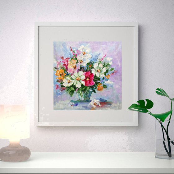 Bouquet Painting Floral Original Art Small Artwork Flower Still Life