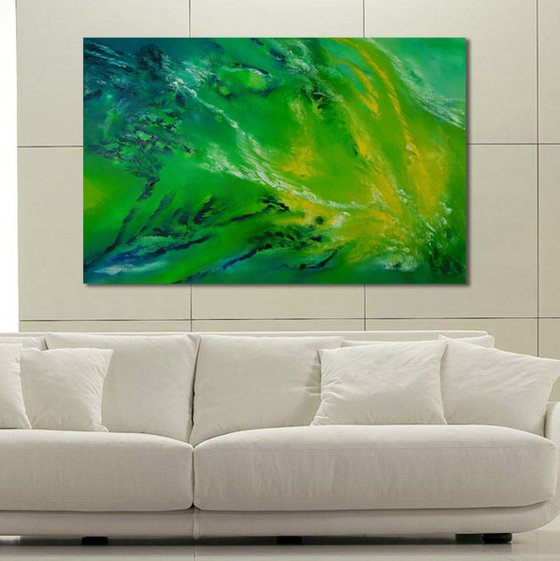 Cool night III - 90x60 cm, LARGE XL, Original abstract painting, oil on canvas