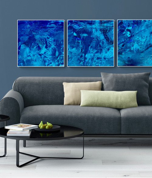 Blue abstract 259 set of 4 by Anita Kaufmann