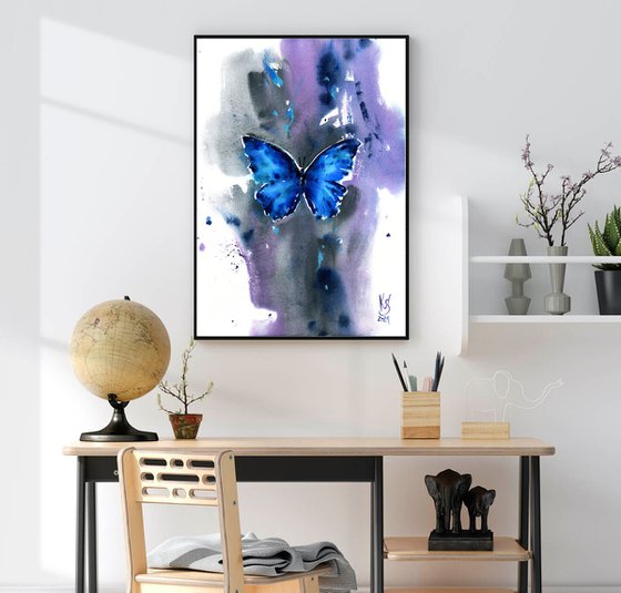 "Blue morpho butterfly "Original watercolor painting