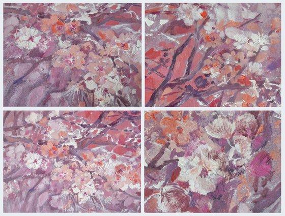 Large painting 100x160 cm unstretched canvas "Cherry blossom" i002 art original artwork by Airinlea