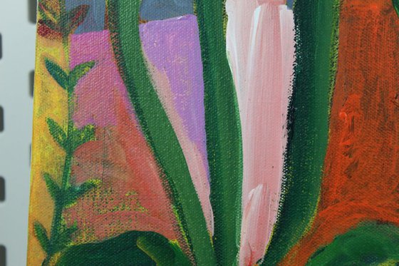 Tropical Garden - Abstract Expressionist Painting of a Colourful Greenhouse