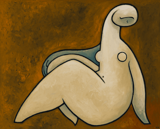 Abstract - Sitting lady- in colour
