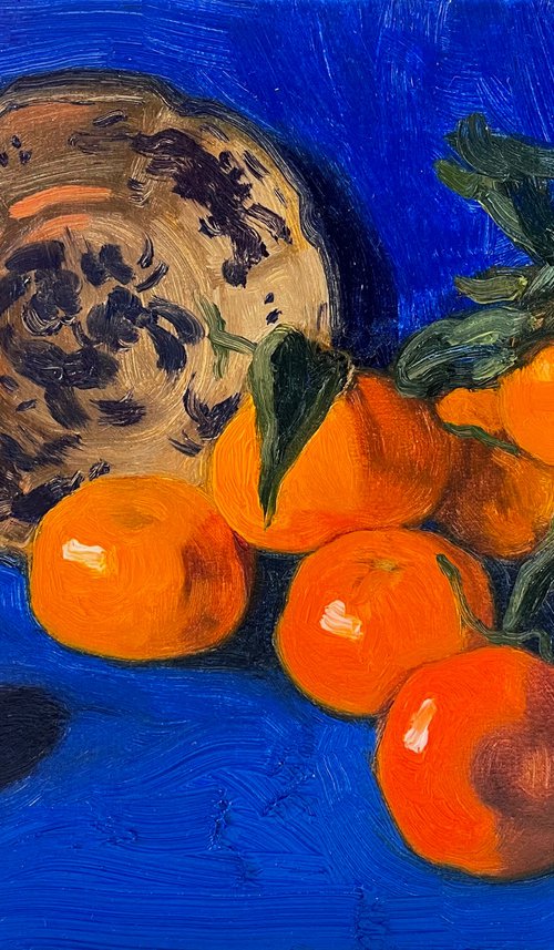 Still life with tangerines by Elina Arbidane