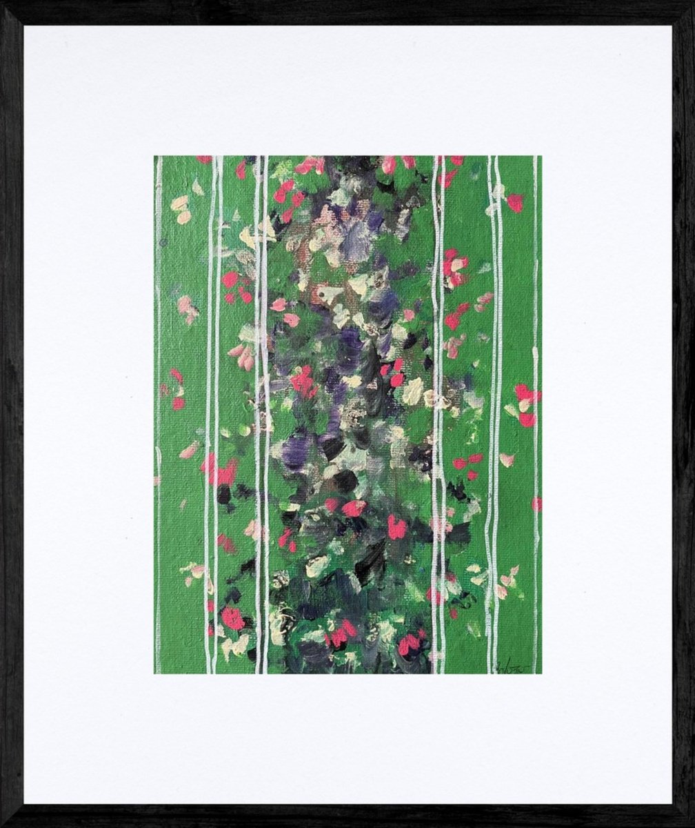 Abstract Botanical Painting By Gela Mikava, 13 X 15, Abstract Flowers, Original Artwork