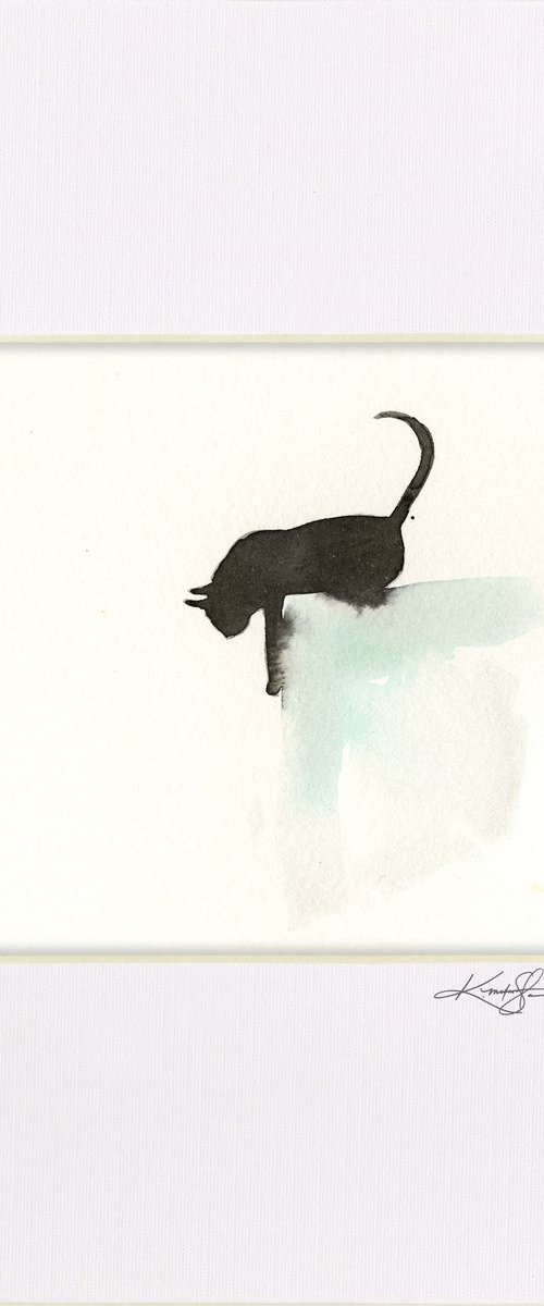 I Love Cats 7 - Cat On Ledge Minimalist Watercolor by Kathy Morton Stanion by Kathy Morton Stanion