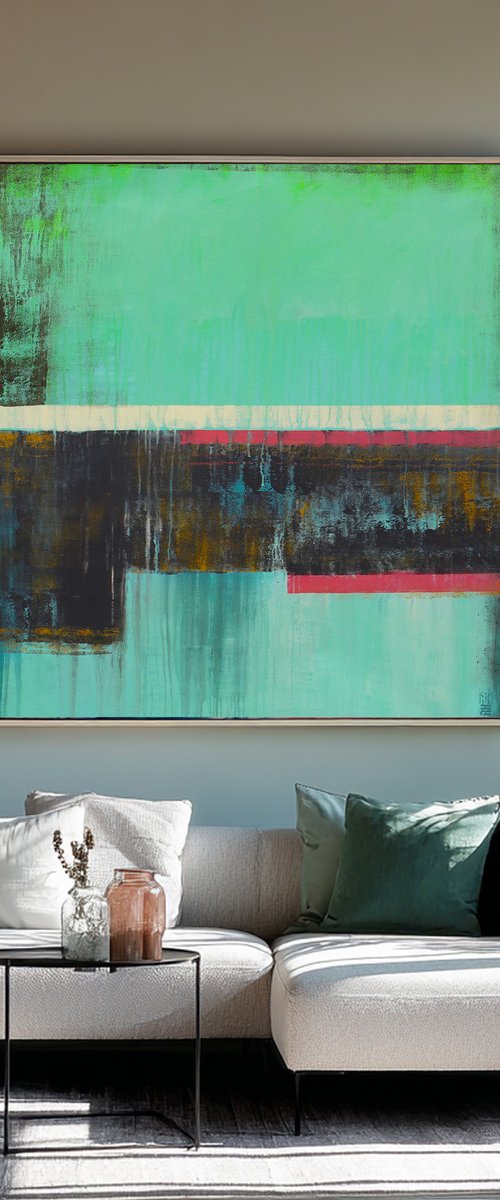 Untitled Black - Turquoise by Ronald Hunter