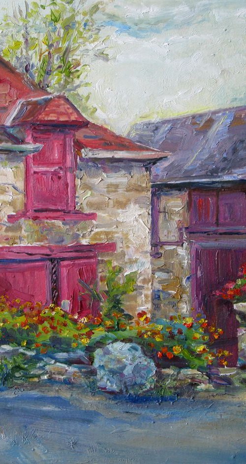 House with a pink gate by Elvira Sesenina