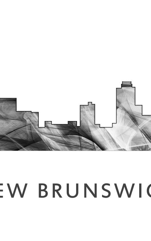 New Brunswick New Jersey Skyline WB BW by Marlene Watson