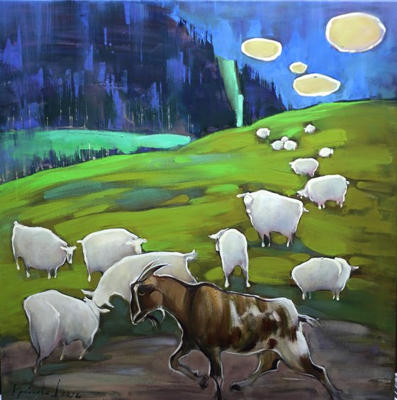 A random passerby. Mountain landscape