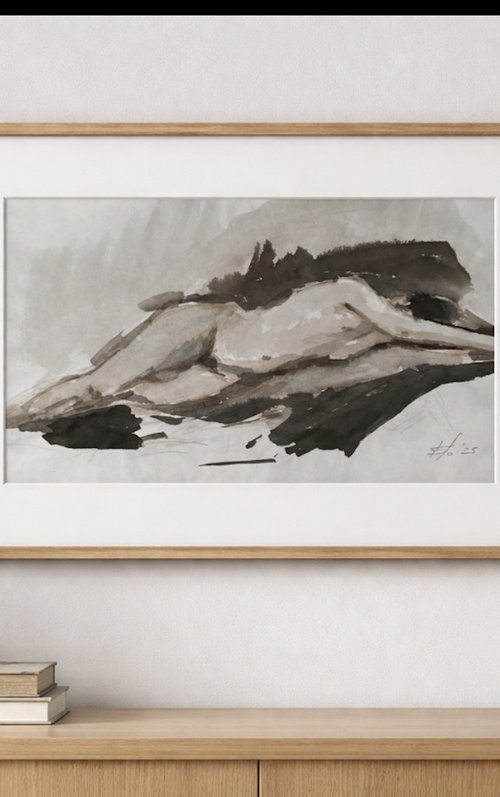 Nude Study (Ink) by Elena Bulatova