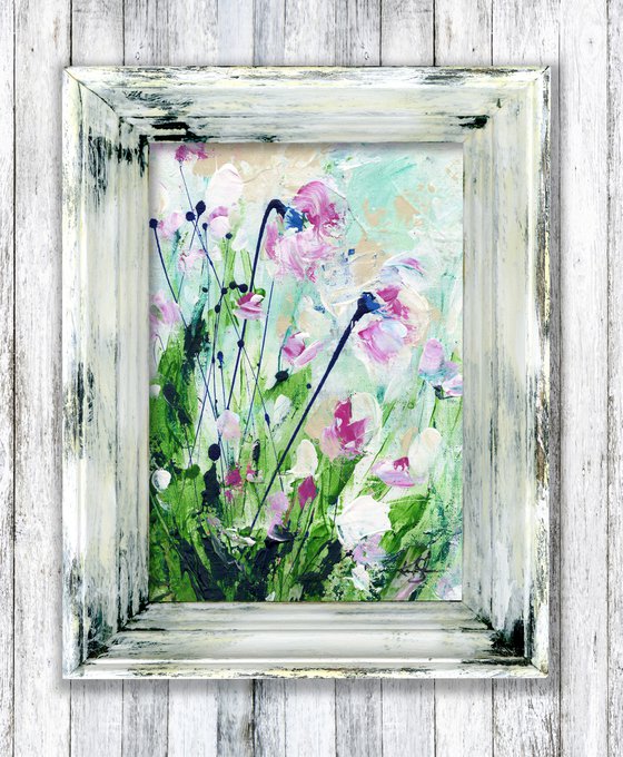 Morning Dream - Framed Textured Floral Painting by Kathy Morton Stanion