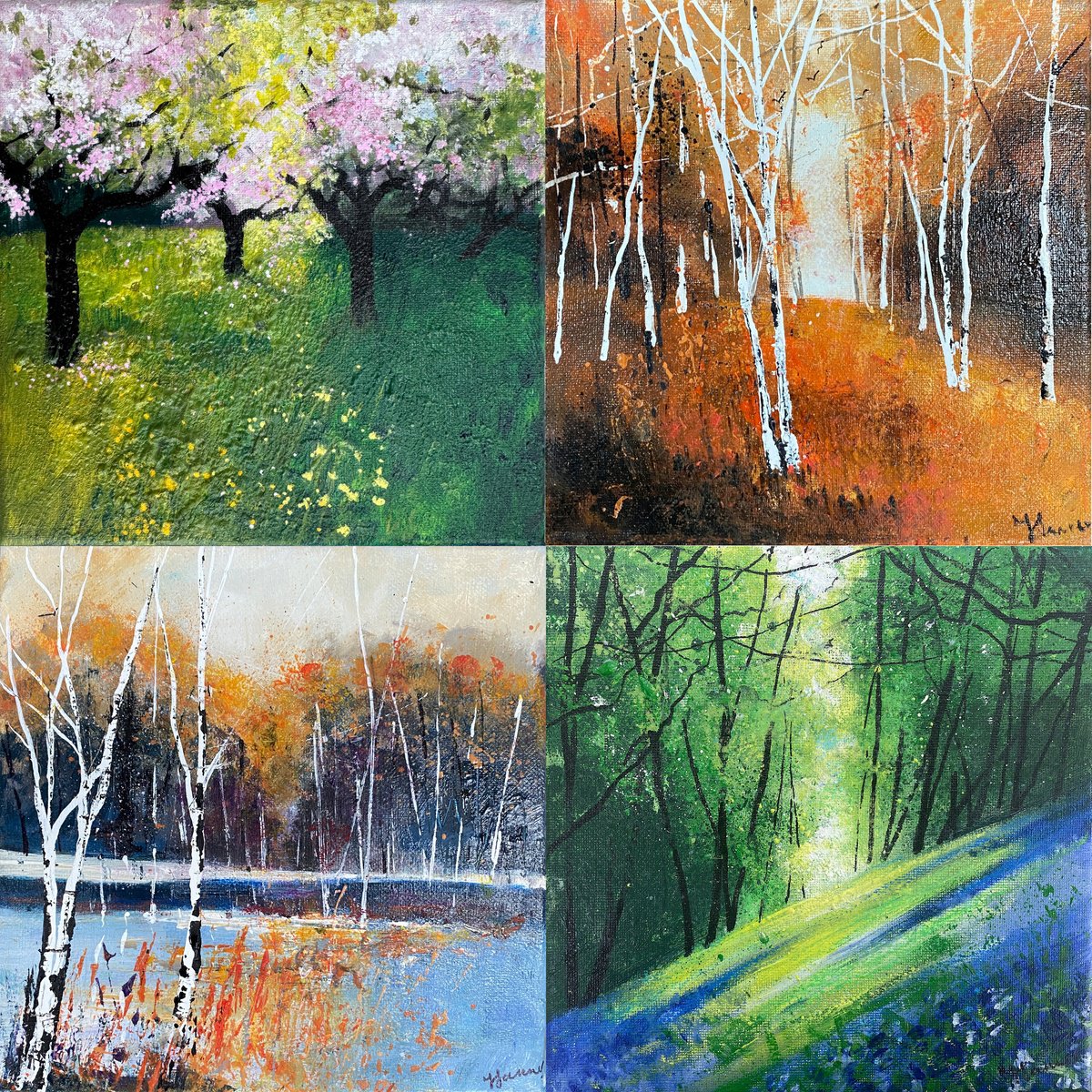  Seasonal Scenes By Teresa Tanner, 16 X 16, Artwork For Sale On Artfinder