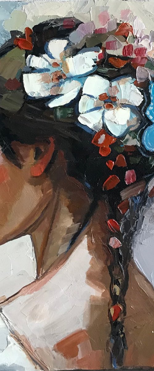 Butterflies oil Painting 22x22cm by Leysan Khasanova