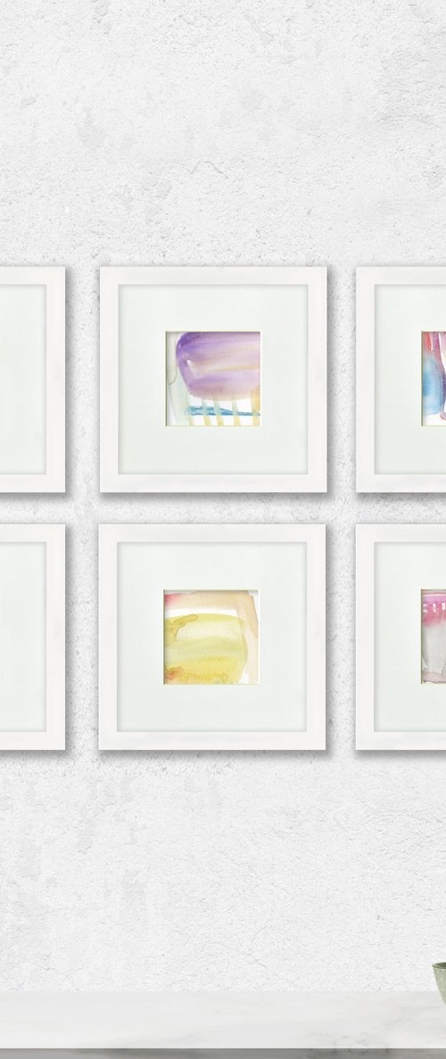 Soft Whispers Collection 2 - Set of 6 Abstract Paintings in Mats by Kathy Morton Stanion by Kathy Morton Stanion