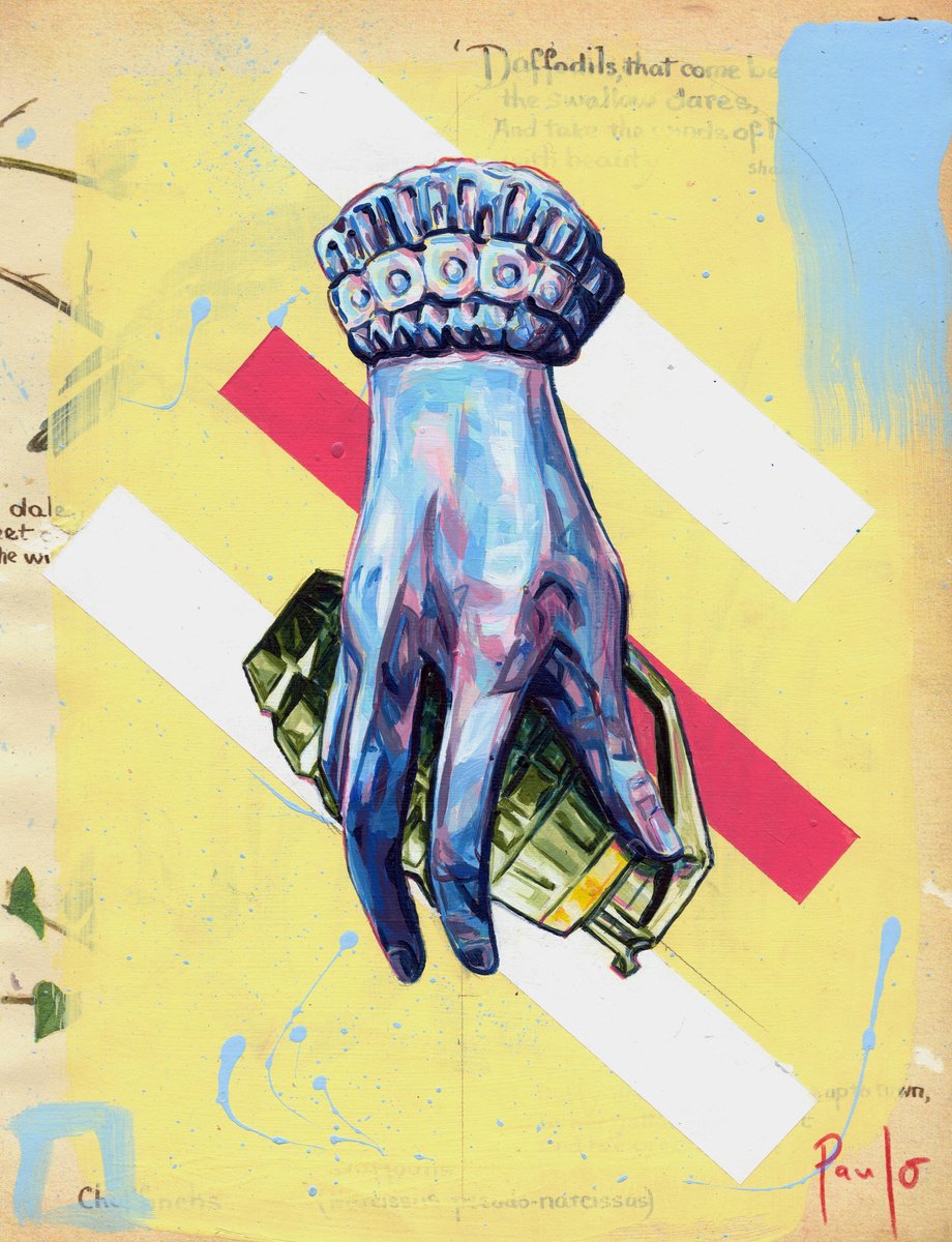 Expressive Still Life Acrylic Painting By Paul Ward, 12 X 14", Pomegranate i? Main, Original Artwork