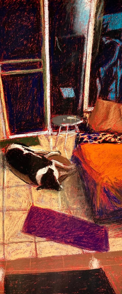 Interior with dog by John Cottee