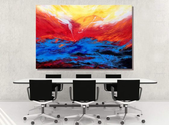 First Light - XL Large, Textured abstract art – Expressions of energy and light. READY TO HANG!