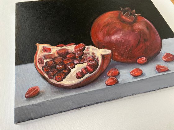 Pomegranate oil painting still life