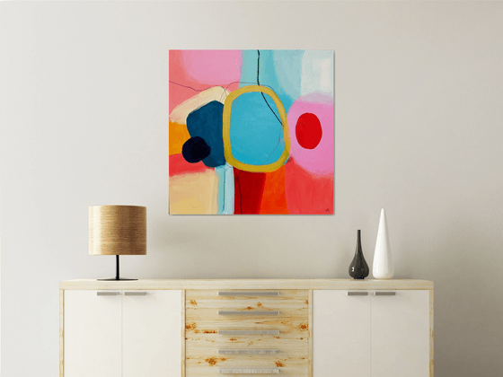 Abstract Painting Blue Pink