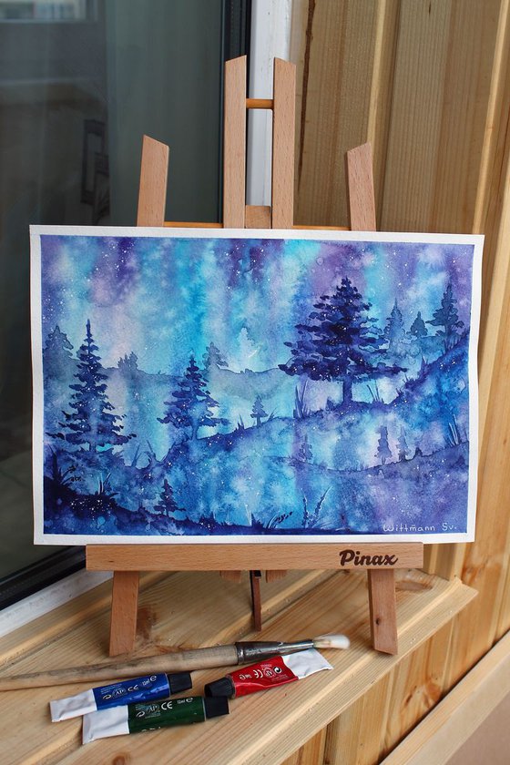Blue-violet mystical forest.