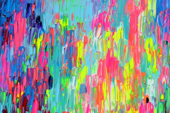 47x40'' Large Ready to Hang Abstract Painting - XXXL Huge Colourful Modern Abstract Big Painting, Large Colorful Painting - Ready to Hang, Hotel and Restaurant Wall Decoration, Happy Gypsy Dance 1