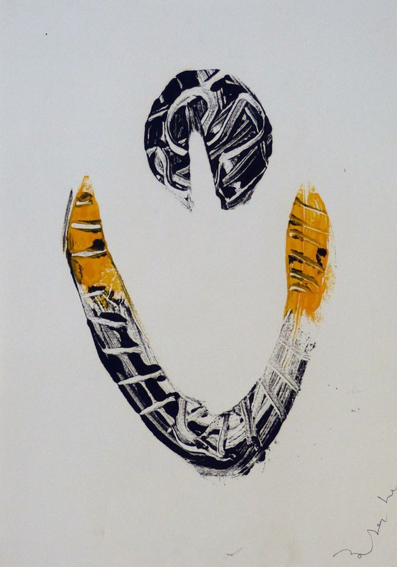 Boomerang, monoprint, 42x30cm