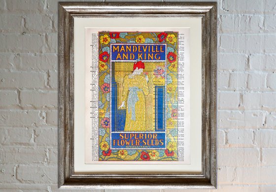 Mandeville and King Superior Flower Seeds - Collage Art Print on Large Real English Dictionary Vintage Book Page