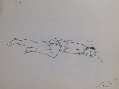 Woman lying down #3, 24x32 cm by Frederic Belaubre