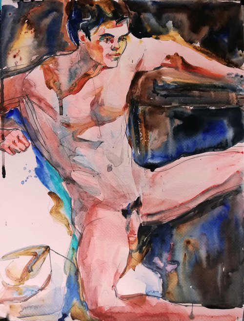 Male Nude with Hat (October Version) by Jelena Djokic