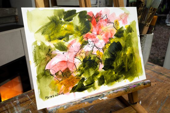 Floral sketch 4 - Pink and green Modern