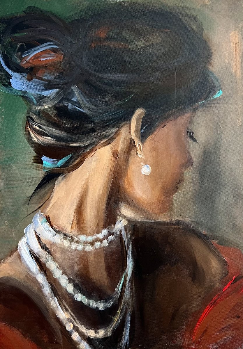 Expressive Portrait Acrylic Painting By Tamara Andjus, 20 X 28", Maiko, Original Artwork