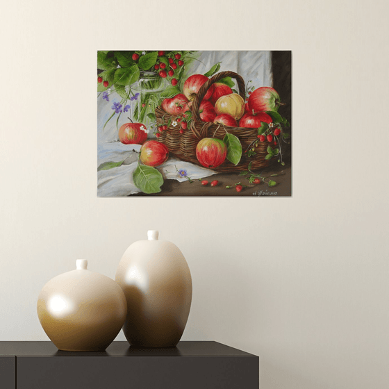 Apples and Wild Strawberries Still Life