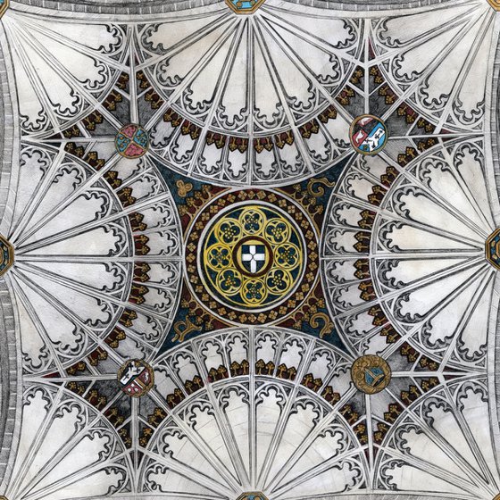 Canterbury Cathedral Tower Ceiling - Framed Drawing