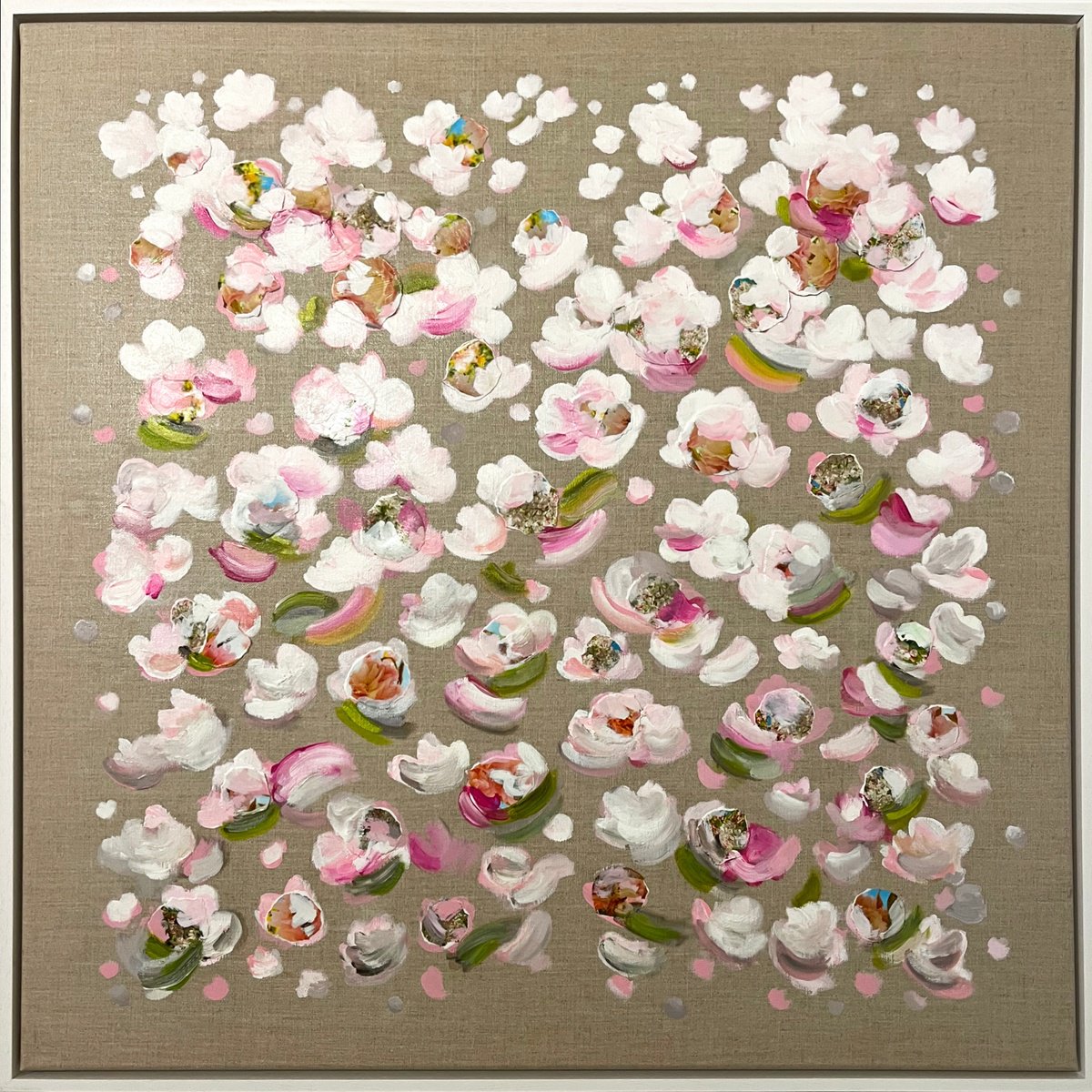 Organic Botanical Acrylic Painting By Corinne Natel, 33 X 33, To Be With You #100, Original Artwork