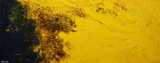 Eternal Sunshine 200cm x 80cm Black Yellow Textured Abstract Art