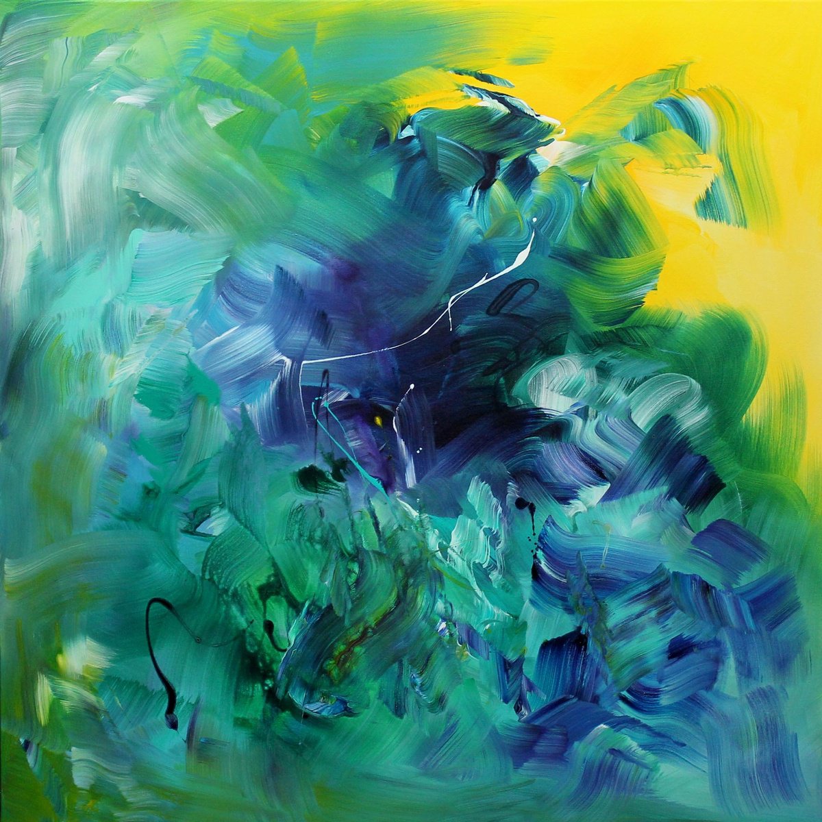 Abstract Acrylic Painting By Paresh Nrshinga Frsa, 40 X 40", April Showers, Original Artwork