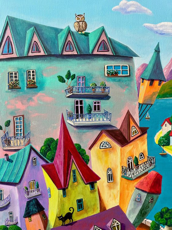 The Whimsical Seaside Town