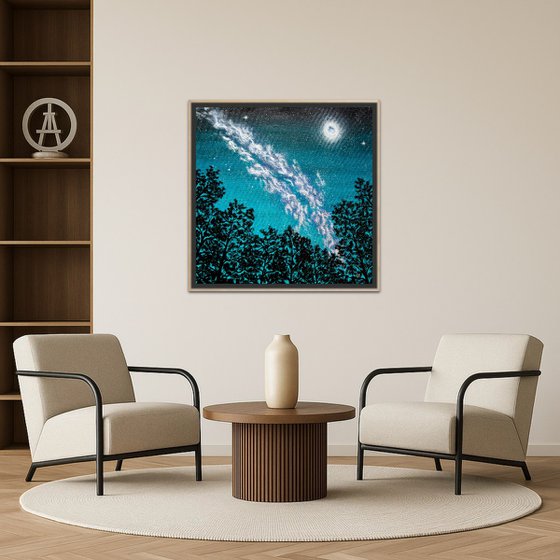 Tranquil forest under stars