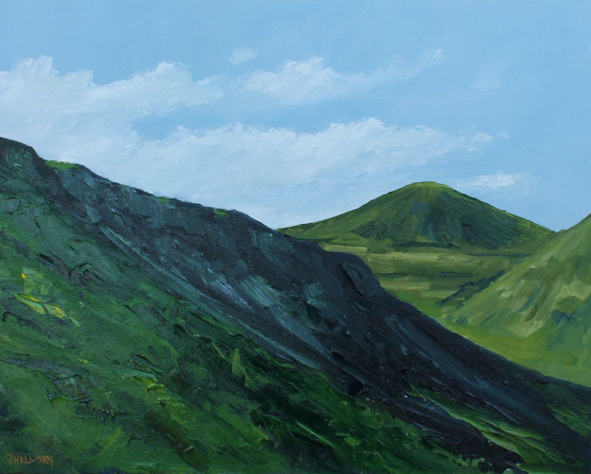 Impressionistic Landscape Oil Painting By John Halliday, 20 X 16, Silent Valley Shadows, Ireland, Original Artwork