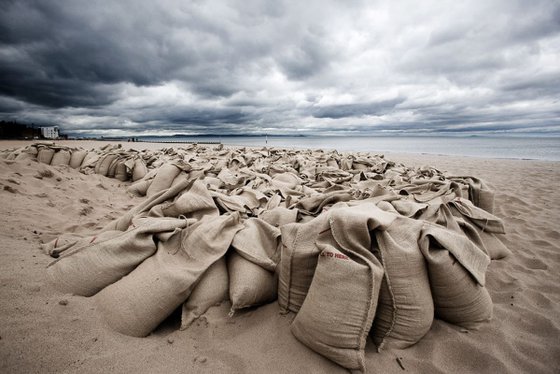 Sandbags on Portobello Beach, Edinburgh