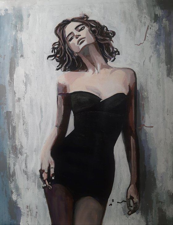 Lady in black dress  / 83 x 64 x 3 cm