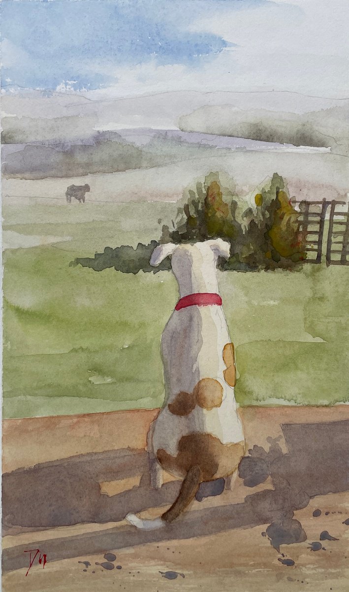 Impressionistic Animal Watercolour By Shelly Du, 6 X 11", Boo, Original Artwork