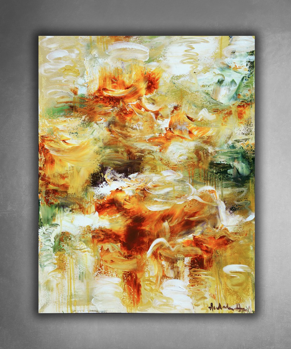 Abstract Acrylic Painting By Andrada Anghel, 30 X 40, Sunshine Meadows, Original Artwork