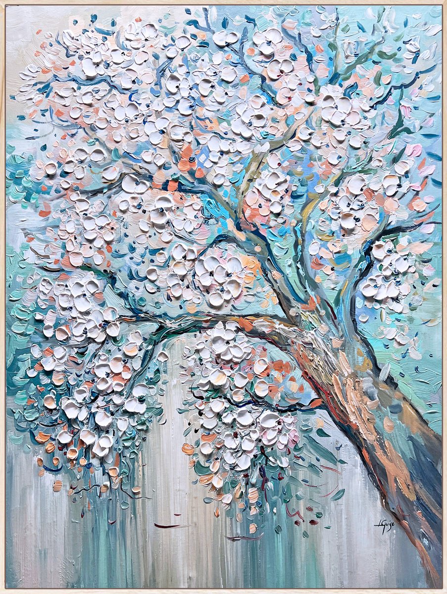 Abstract Landscape Acrylic Painting By Lana Guise, 37 X 49", Teal Skies, Original Artwork