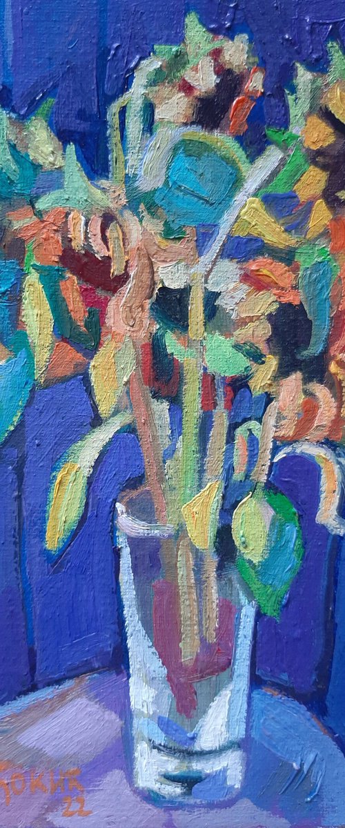 Sunflowers  blue by Maja Đokić Mihajlović
