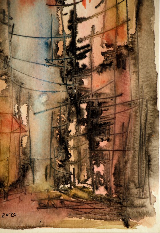 ALLEYS(7), WATERCOLOR ON PAPER, 17X 25 CM