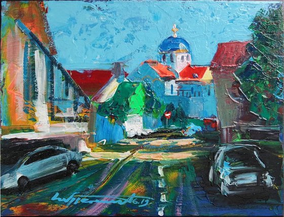 'A GREEK CORNER IN BRÜHL' - Medium Acrylics Painting on Canvas